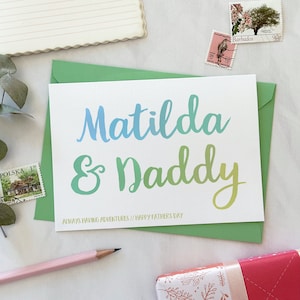 Gepersonaliseerde papa en ik vaderdagkaart, plastic gratis wenskaart voor papa