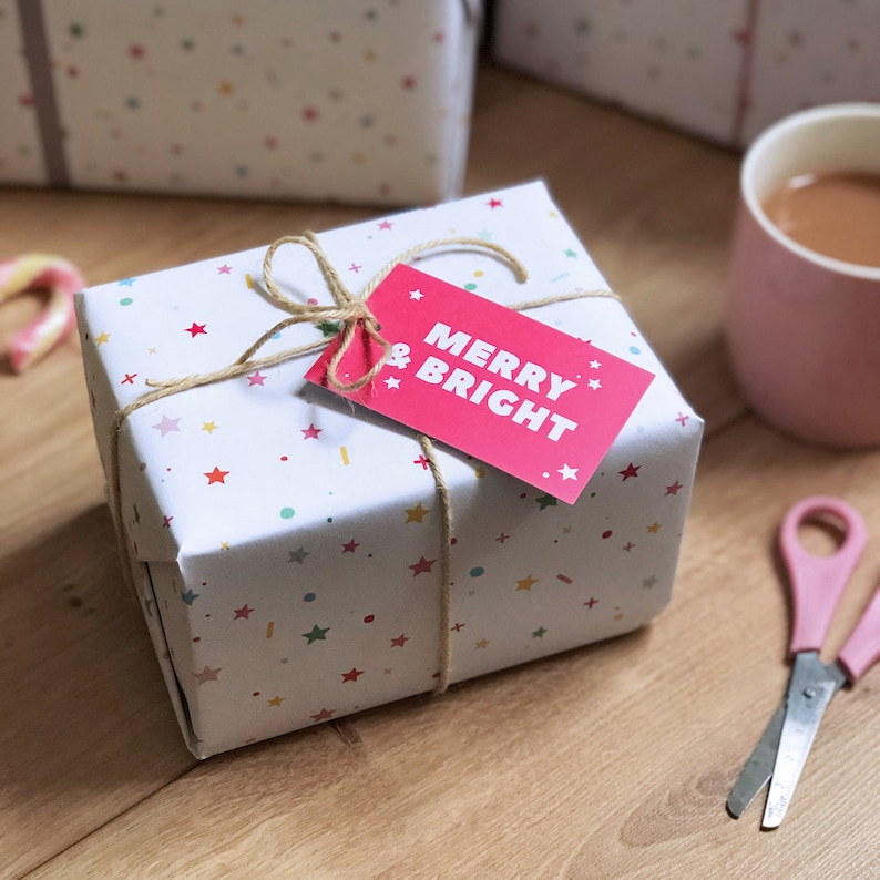 Merry and Bright Christmas Recyclable Wrapping Paper Set Etsy