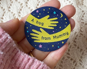 A Hug From Mummy Fabric Patch, Iron On Badge For Separation Anxiety