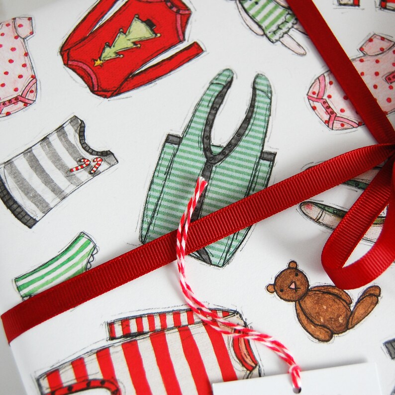 Baby's First Christmas Wrapping Paper Set Illustrated Baby's 1st Christmas Gift Wrap image 8