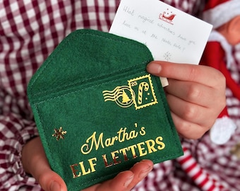 Personalised Christmas Elf Letters Envelope & Cards, Magical Writing Set for Children, Handmade Heirloom Christmas Tree Decoration