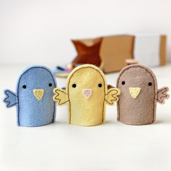 Plastic Free Felt Bird Finger Puppets Craft Kit For Children