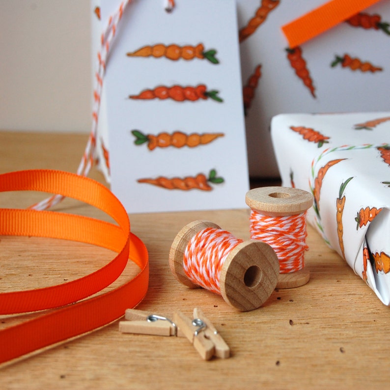 Carrot Wrapping Paper Set Gift Wrap Easter Gift Wrap Etsy