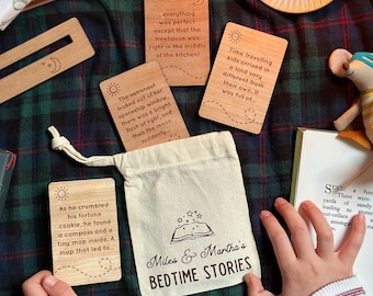 Personalised Wooden Bedtime Story Prompt Cards Set, Storytelling Gift for Children, Heirloom Christmas Gift, Kids Stocking Filler Idea