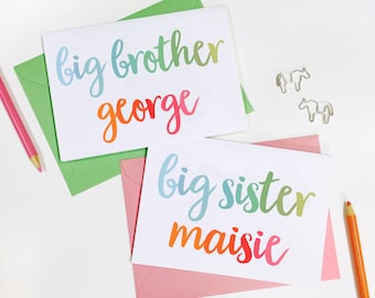 Personalised New Baby Sibling Card