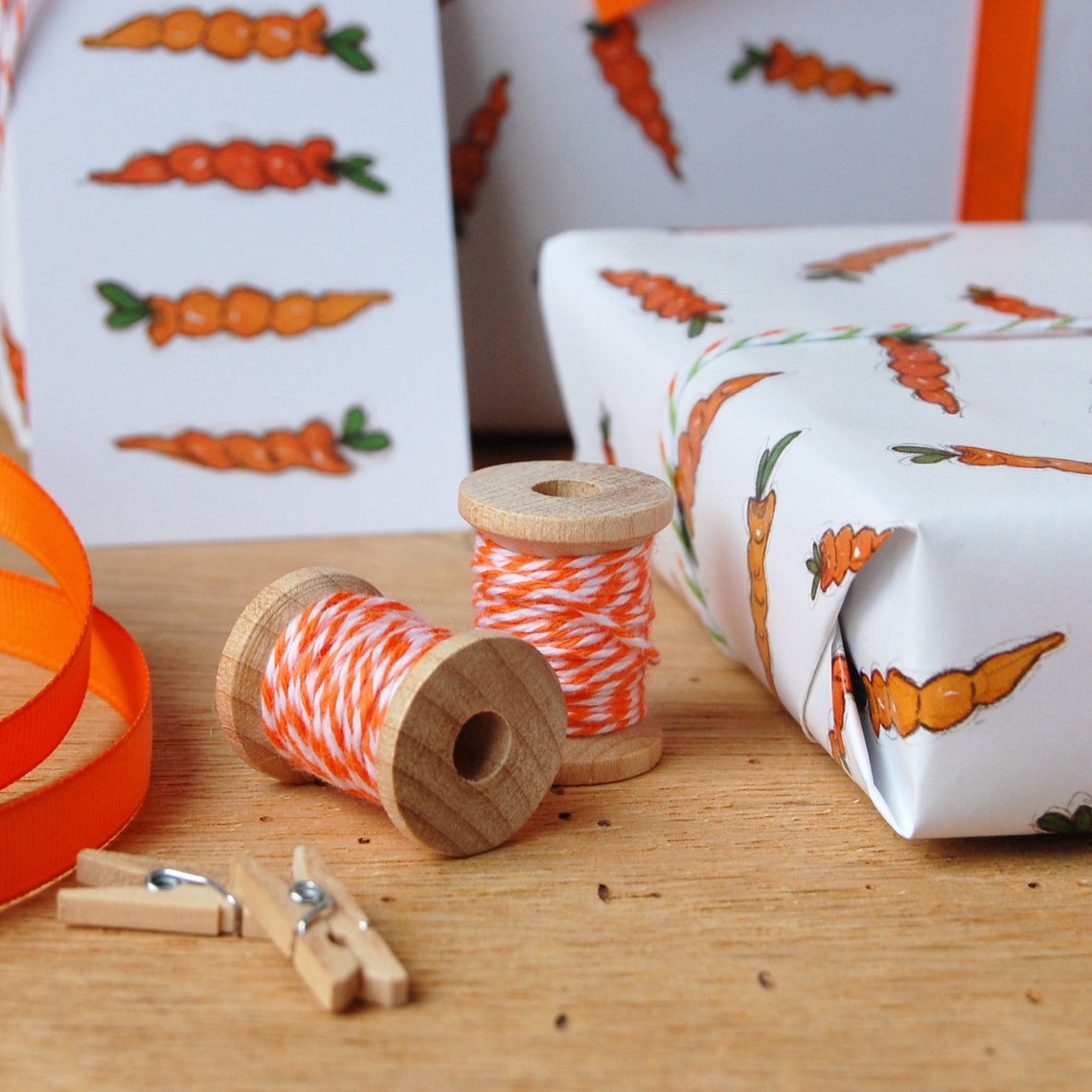 Carrot Wrapping Paper Set Gift Wrap Fun Easter Gift Wrap Etsy