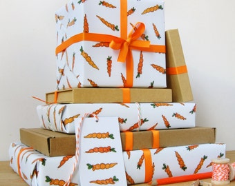 Carrot Wrapping Paper Set Gift Wrap, Fun Easter Gift Wrap