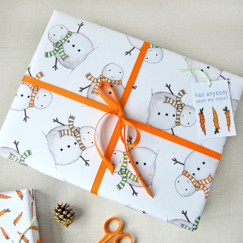 Christmas Snowman Eco Friendly Recyclable Wrapping Paper Set zdjęcie 2