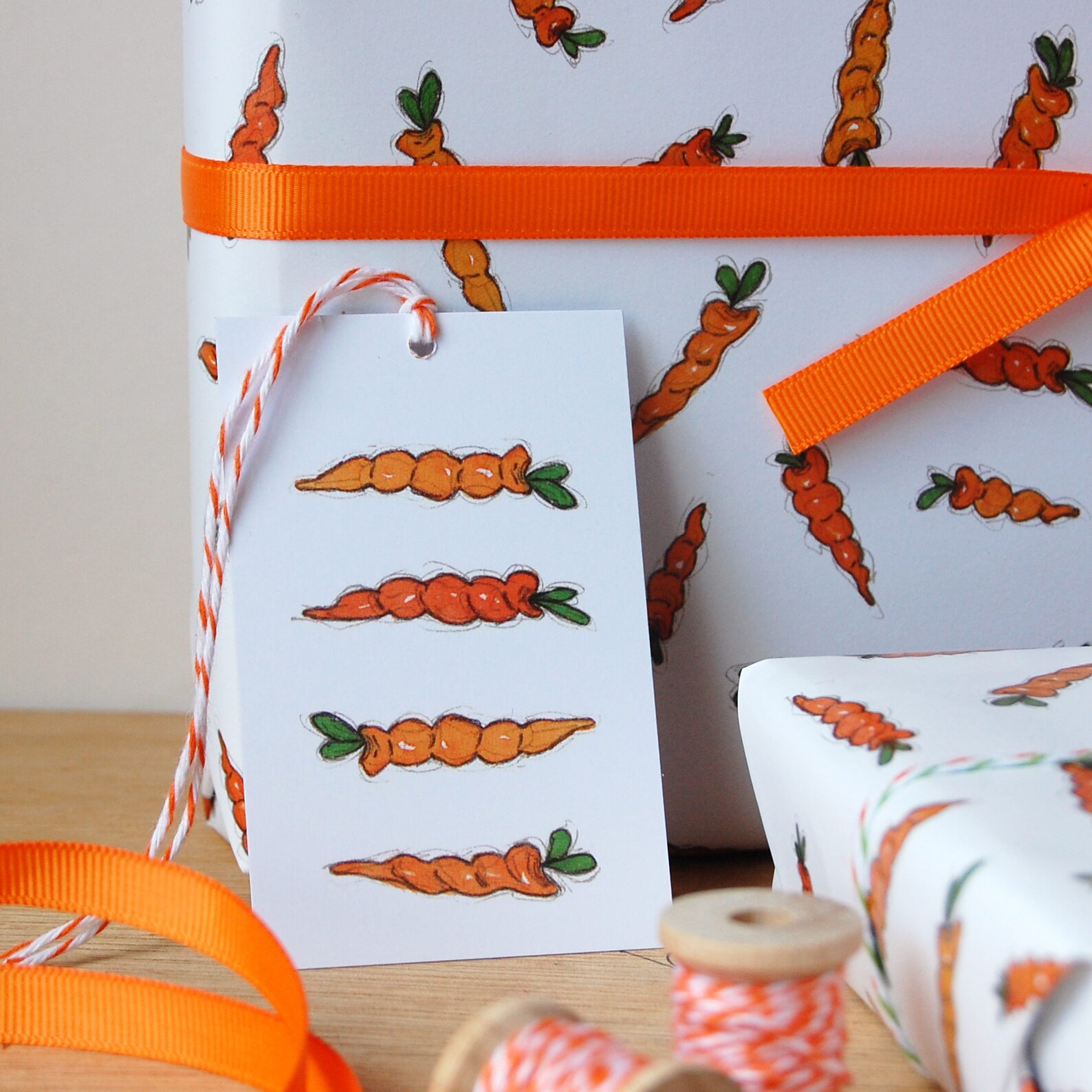Carrot Wrapping Paper Set Gift Wrap Easter Gift Wrap Etsy