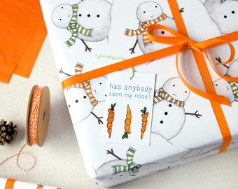 Christmas Snowman Eco Friendly Recyclable Wrapping Paper Set