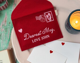 Personalised Dearest Love Letters Handmade Envelopes & Cards, Sentimental Valentine’s Day Keepsake Gift, Heirloom I Love You Heart Cards