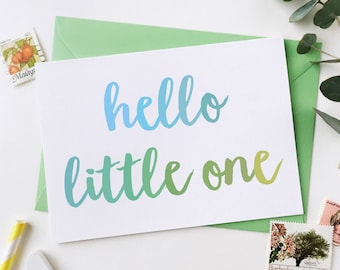 Green Hello Little One New Baby Card