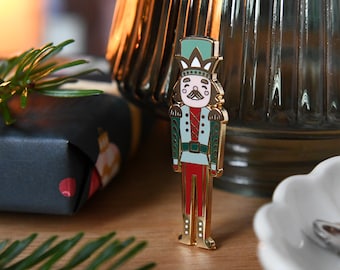 Nutcracker Enamel Pin Badge - Traditional Christmas Brooch, Magical Christmas Stocking Filler Gift