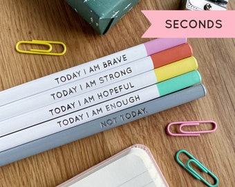 SECONDS / Set Of Five 'Today I Am' Positive Pencils