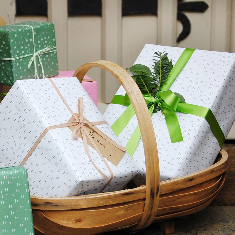 White Mini Forest Recyclable Christmas Wrapping Paper Set Etsy
