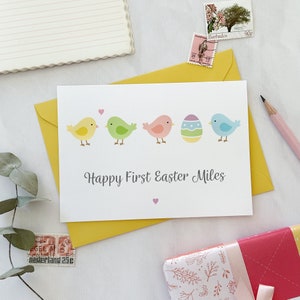 Carte personnalisée Joyeuses premières Pâques poussins