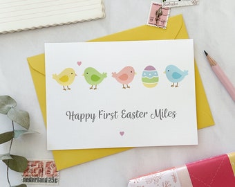 Personalised Happy First Easter Chicks Card