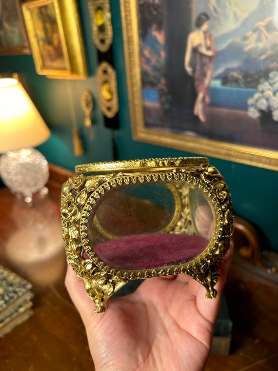 vintage Matson 24k gold plated beveled glass jewe… - image 4