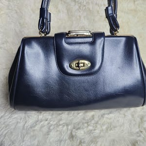 Vintage 1950&#39;s-1960&#39;s Navy Leather Handbag