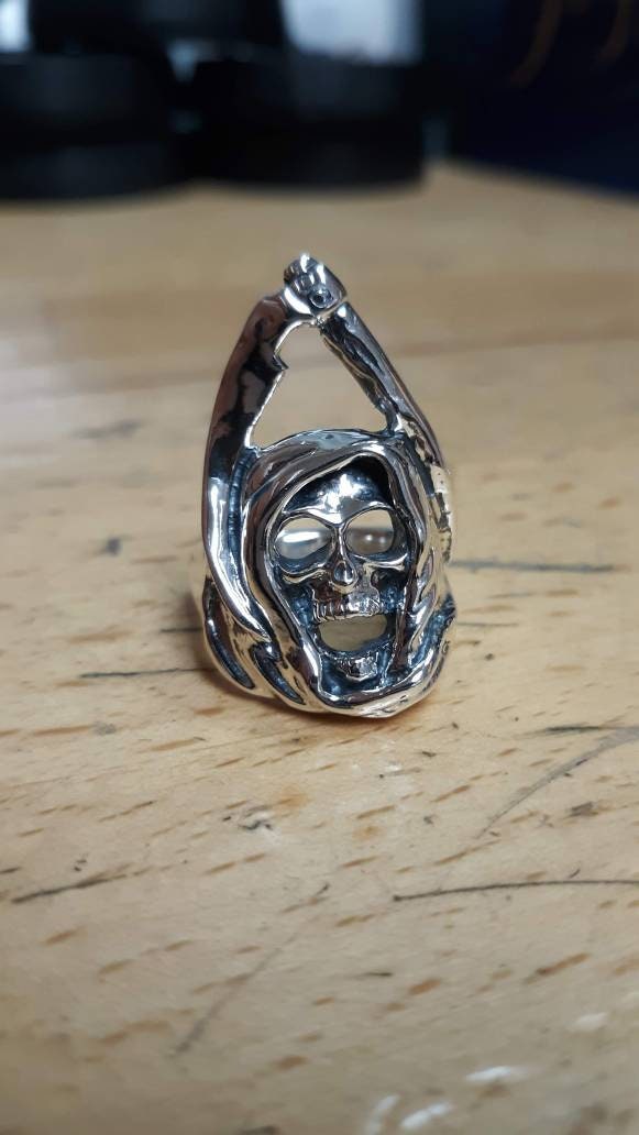 ZMY Home Grim Reaper Skull Ring - Stainless Steel Gothic Jewelry For Men & Women - View #4