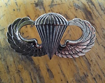 U. S. Army Airborne Badge Pin Full Size Sterling Silver