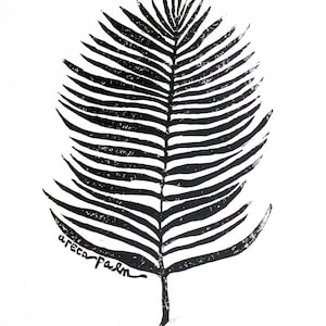 areca palm leaf - linoleum block print - 11&quot;x14&quot; wall art