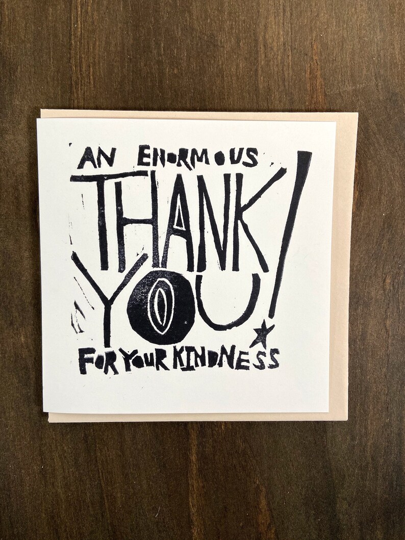 An Enormous Thank You for Your Kindness Note Card Hand Etsy