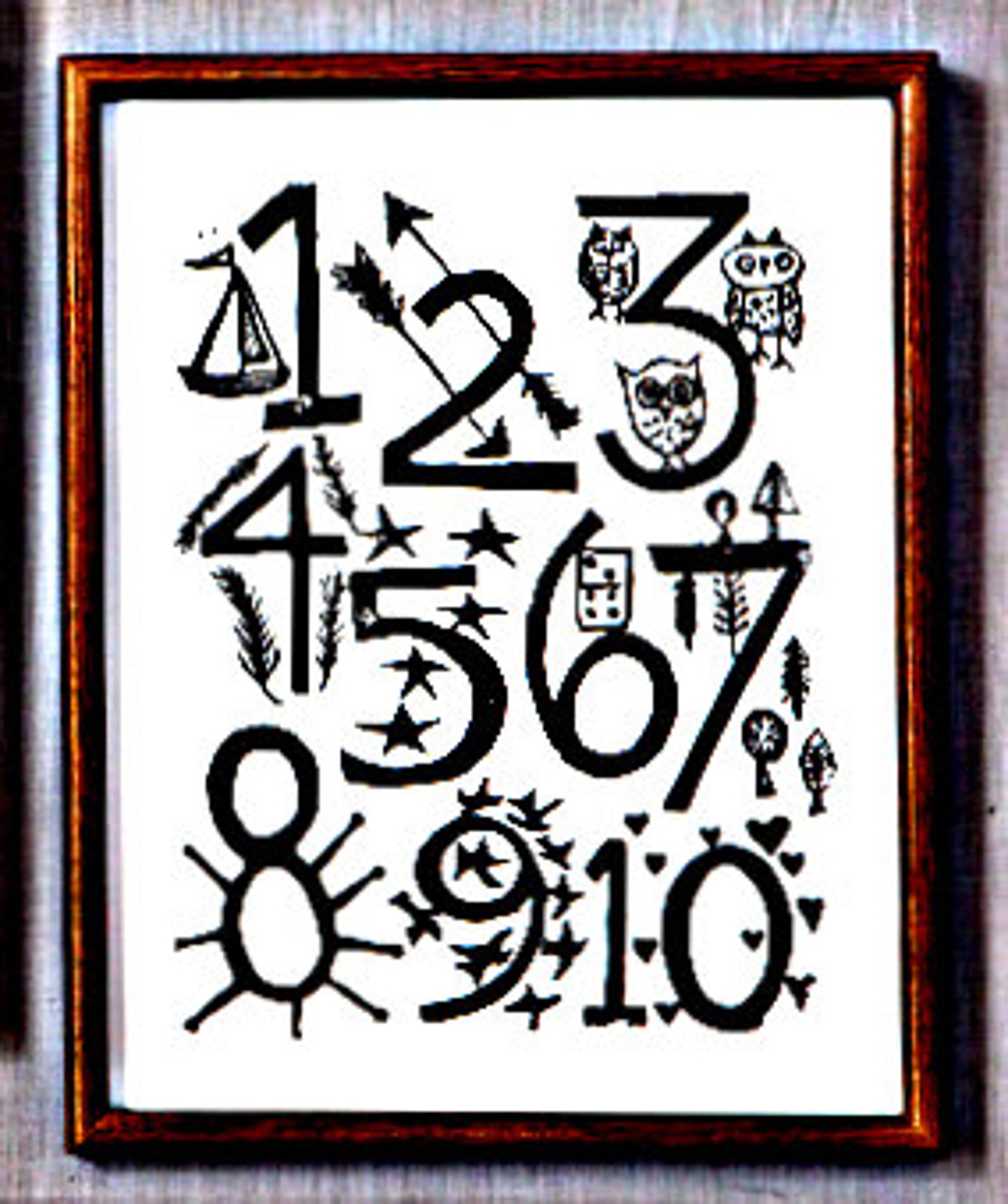 Numbers Linoleum Block Print 11 X 14 Wall Art Etsy