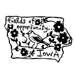 Iowa state linoleum block print with text + state bird and flower - 9&quot;x12&quot; wall art
