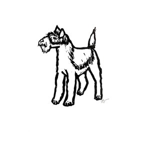 welsh terrier - dog breed - linoleum block print - 9&quot;x12&quot; wall art