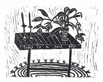 good day - linoleum block print - 11"x14" wall art