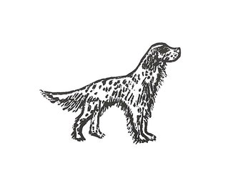 english setter - dog breed - linoleum block print - 9"x12" wall art