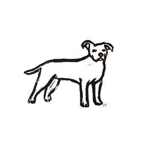 pit bull - dog breed - linoleum block print -  9&quot;x12&quot; wall art