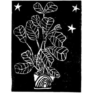 fiddle leaf fig - linoleum block print - 11&quot;x14&quot; wall art