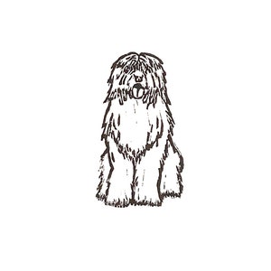 sheep dog - linoleum block print - 9&quot;x12&quot; wall art
