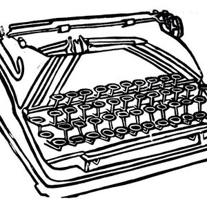 type writer - linoleum block print - 9&quot; x 12&quot; wall art
