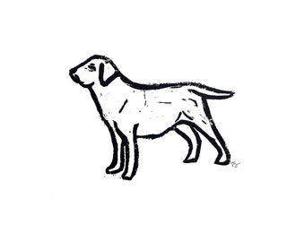 labrador - dog breed - linoleum block print - 9”x12” wall art