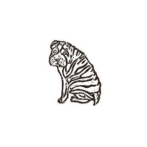 shar-pei - dog breed - linoleum block print - 9&quot;x12&quot; wall art