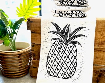 TOWEL - pineapple - 100% cotton flour sack towel - approximately 27" square