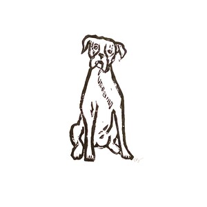 boxer - dog breed - linoleum block print - 9”x12” wall art