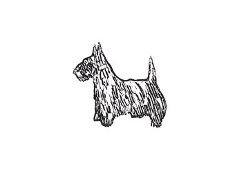 scottish terrier - dog breed - linoleum block print - 9"x12" wall art