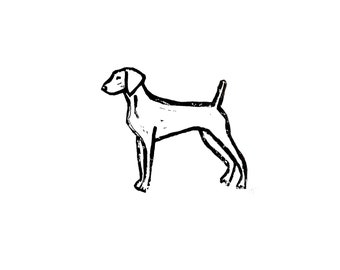 weimaraner - dog breed - linoleum block print - 9"x12" wall art