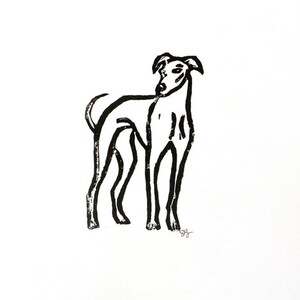 greyhound - linoleum block print - dog breed - 9"x12" wall art