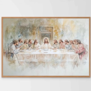 The Last Supper, Modern Christian Art, Bible Wall Art, Jesus Prints, Catholic Art, Jesus Painting, Christian Prints, Picture of Jesus PNG