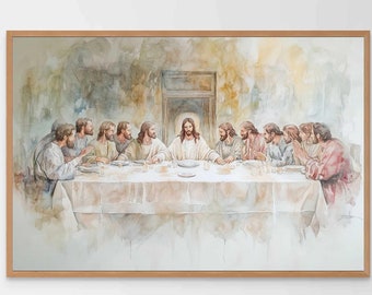 Das letzte Abendmahl, moderne christliche Kunst, Bibel Wandkunst, Jesus Drucke, katholische Kunst, Jesus Malerei, christliche Drucke, Bild von Jesus PNG
