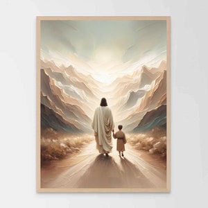 Walk with Christ, Christian Painting, Jesus with Boy, Jesus Art, LDS Art, Bible Wall Art, Christian Nurser Art, Christian Art, Jesus Picture