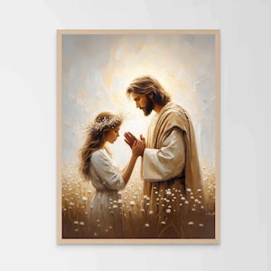 Pray with Christ, Christian Wall Art, Jesus with Woman, Christian Painting, LDS Painting, Bible Printable, Jesus and Woman, Jesus Wall Art