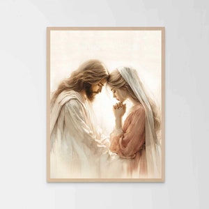 Love and Faith, Christian Watercolor, Jesus and Woman, Jesus Wall Art, LDS Painting, Bible Art, Jesus with Girl, Christian Art, Jesus Prints