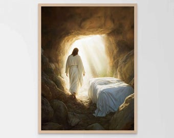 He is Risen, Christian Wall Art, The Tomb Is Empty, Jesus Printable Art, Jesus Shepherd Art, Bible Art, Christian Picture, Jesus Download