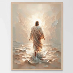 A Walk on Water, Christian Art Prints, Jesus Walking on Water, Christian Poster, Jesus Walking on Water Art, Catholic Art, Christian PNG